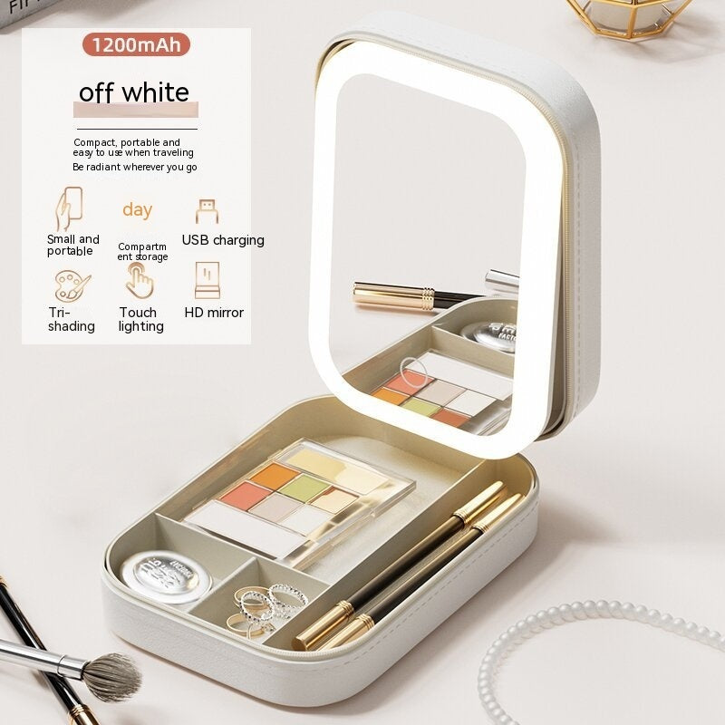 Makeup Storage Box With LED Light Mirror