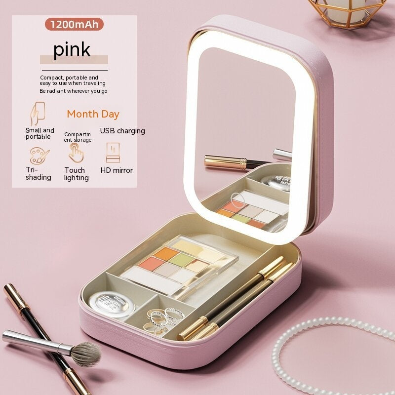 Makeup Storage Box With LED Light Mirror