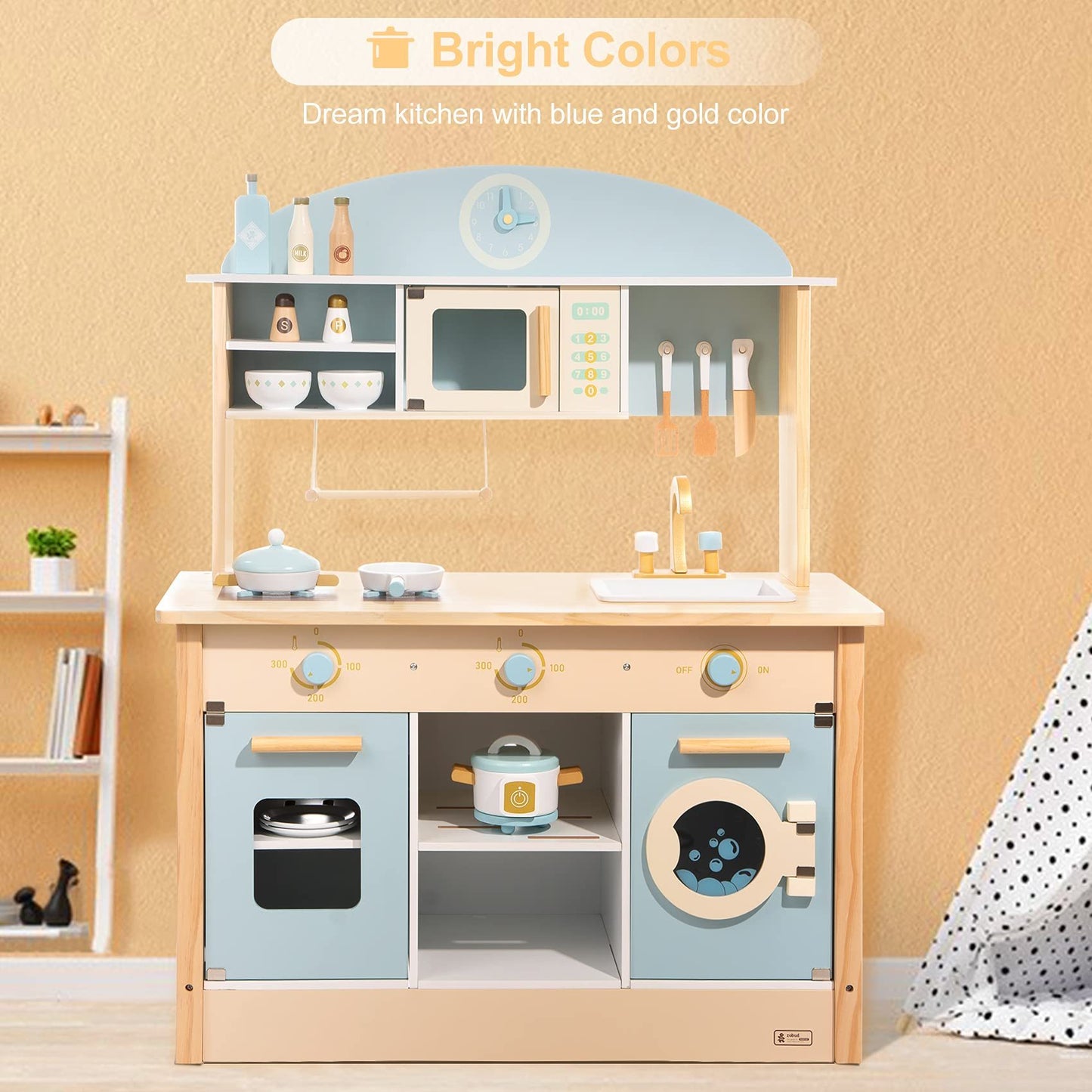 ROBOTIME DIY Pretend Play Kitchen Cooking Toy Set Gift For Boys And Girls