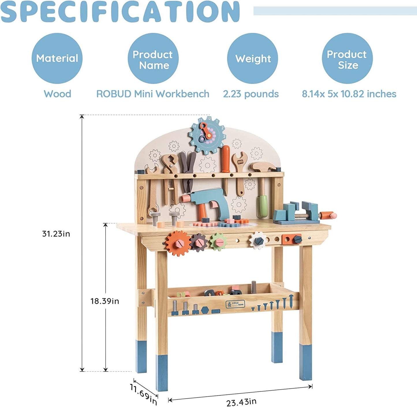 ROBOTIME Workbench Play Set Toddlers Kids