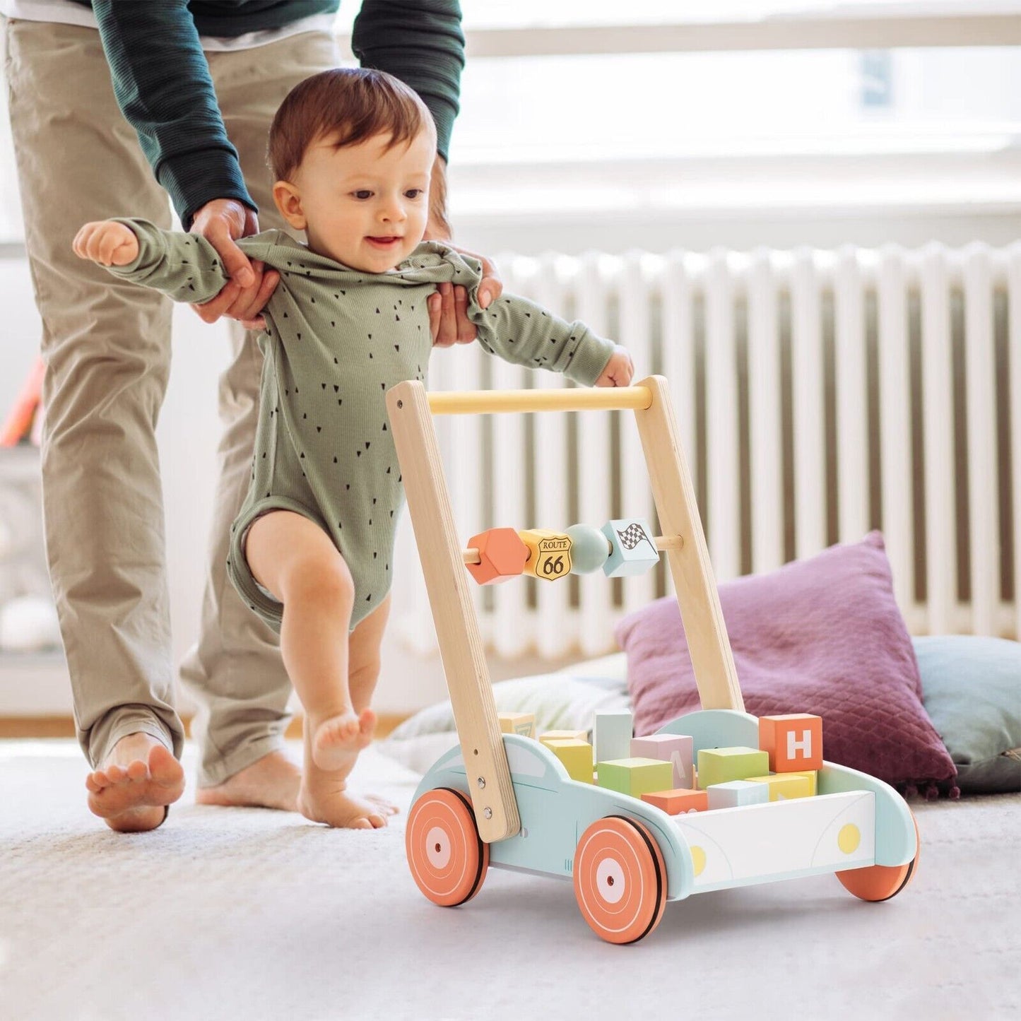 ROBUD Wooden Baby Walker Push