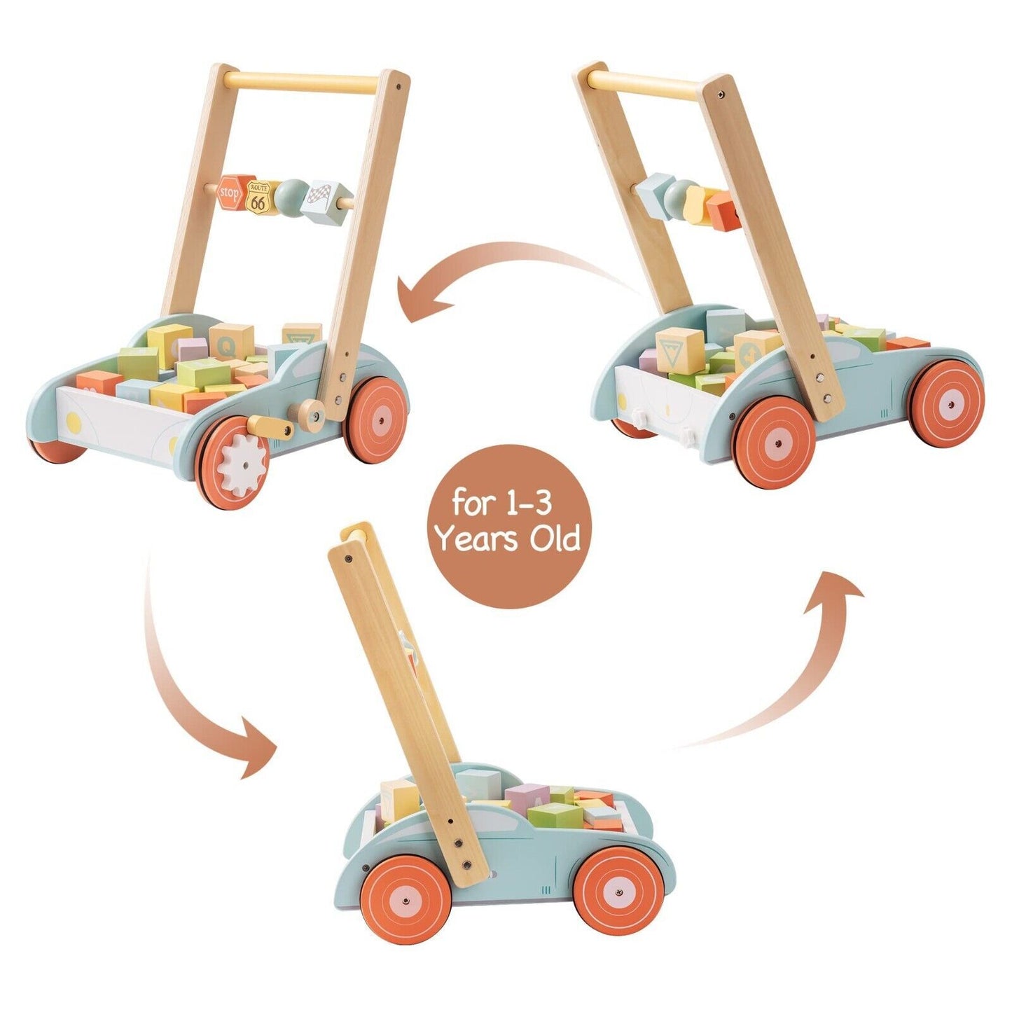 ROBUD Wooden Baby Walker Push