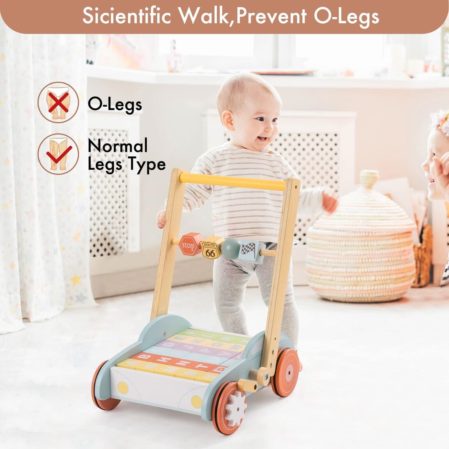 ROBUD Wooden Baby Walker Push