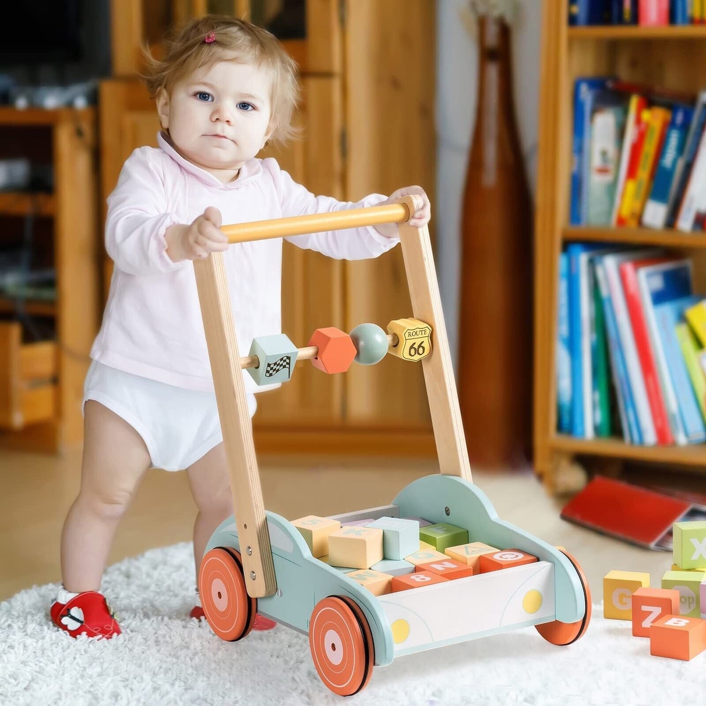 ROBUD Wooden Baby Walker Push