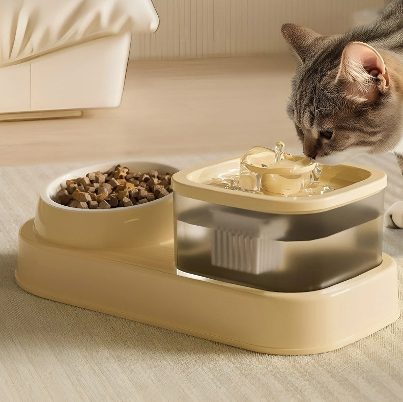 Cat Water Dispenser And Feeding Bowl 2-in-1,