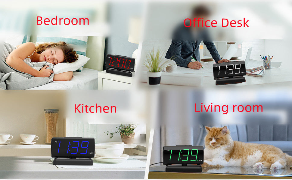 Alarm Clock Large Digital Rotating Base